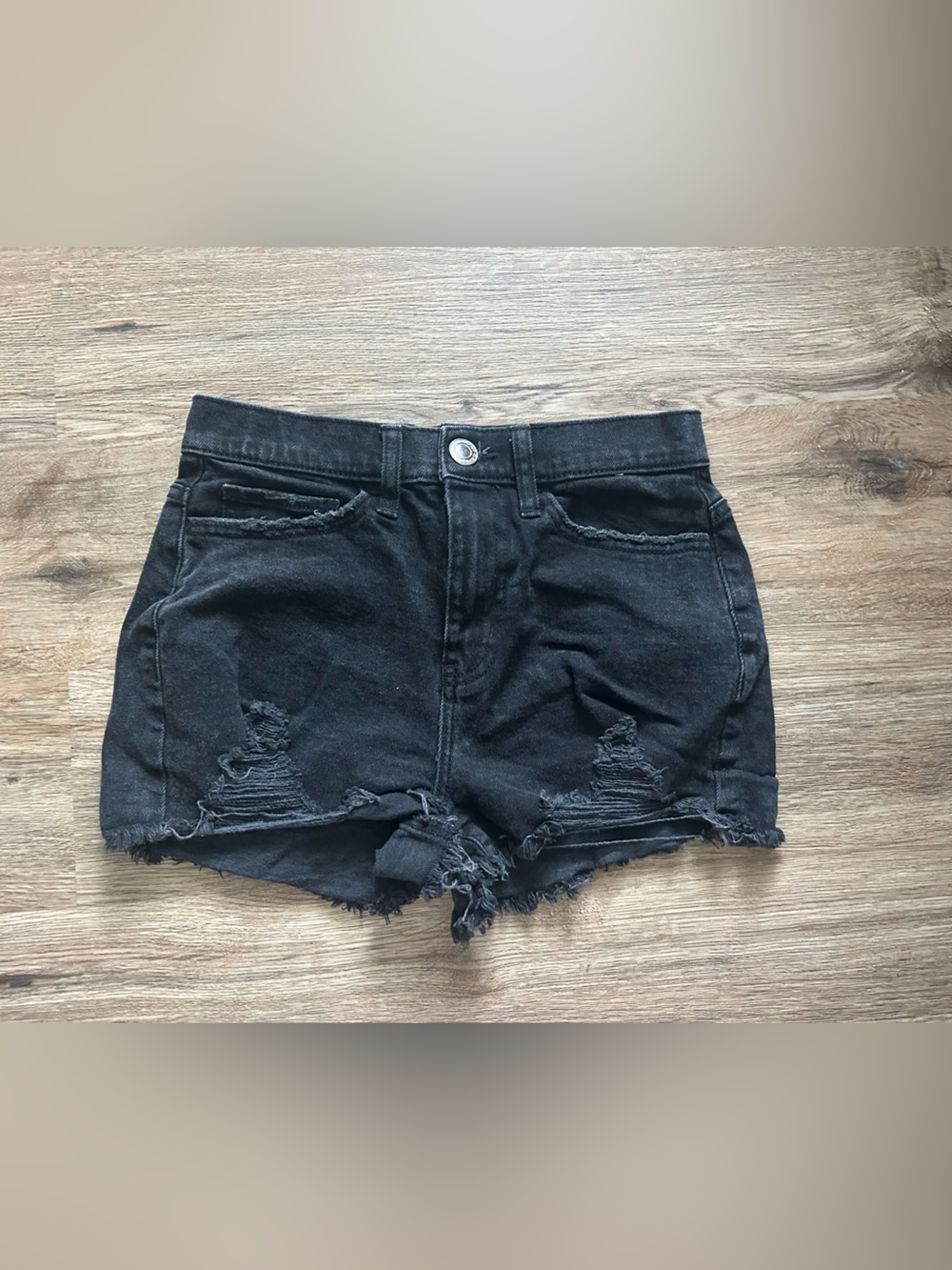 Kohl's Black Distressed Denim Jean Shorts
